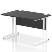 Impulse 1200 x 800mm Straight Office Desk Black Top White Cantilever Leg