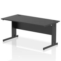 Impulse 1600 x 800mm Straight Office Desk Black Top Black Cable Managed Leg