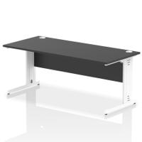 Impulse 1800 x 800mm Straight Office Desk Black Top White Cable Managed Leg