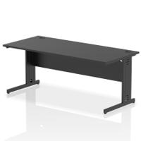 Impulse 1800 x 800mm Straight Office Desk Black Top Black Cable Managed Leg