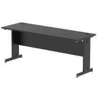 Impulse 1800 x 600mm Straight Office Desk Black Top Black Cable Managed Leg