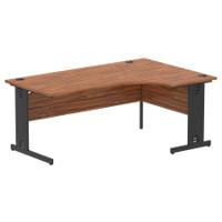 Impulse Right Crescent Office Desk W1800 x D1200 x H730mm Cable Managed Leg Walnut Finish Black Frame - I004562
