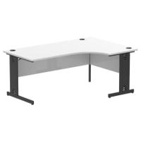 Impulse Right Crescent Office Desk W1800 x D1200 x H730mm Cable Managed Leg White Finish Black Frame - I004576