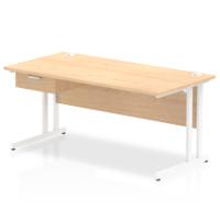 Impulse 1600 x 800mm Straight Office Desk Maple Top White Cantilever Leg Workstation 1 x 1 Drawer Fixed Pedestal