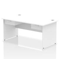 Impulse 1600 x 800mm Straight Office Desk White Top Panel End Leg Workstation 2 x 1 Drawer Fixed Pedestal