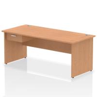 Impulse 1800 x 800mm Straight Office Desk Oak Top Panel End Leg Workstation 1 x 1 Drawer Fixed Pedestal