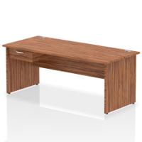 Impulse 1800 x 800mm Straight Office Desk Walnut Top Panel End Leg Workstation 1 x 1 Drawer Fixed Pedestal