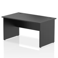 Dynamic Impulse W1400 x D800 x H730mm Straight Office Desk With Cable Management Ports Panel End Leg Black Finish - I004973
