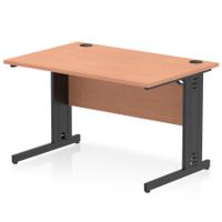 Impulse 1200 x 800mm Straight Office Desk Beech Top Black Cable Managed Leg