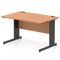 Impulse 1200 x 800mm Straight Office Desk Oak Top Black Cable Managed Leg