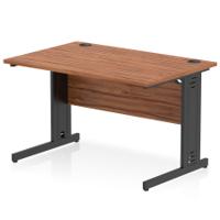 Impulse 1200 x 800mm Straight Office Desk Walnut Top Black Cable Managed Leg