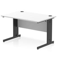 Impulse 1200 x 800mm Straight Office Desk White Top Black Cable Managed Leg