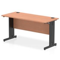 Impulse 1400 x 600mm Straight Office Desk Beech Top Black Cable Managed Leg