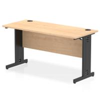 Impulse 1400 x 600mm Straight Office Desk Maple Top Black Cable Managed Leg