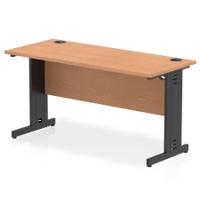 Impulse 1400 x 600mm Straight Office Desk Oak Top Black Cable Managed Leg