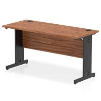 Impulse 1400 x 600mm Straight Office Desk Walnut Top Black Cable Managed Leg