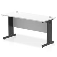 Impulse 1400 x 600mm Straight Office Desk White Top Black Cable Managed Leg