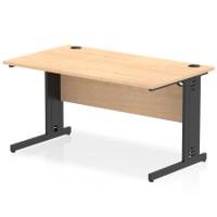 Impulse 1400 x 800mm Straight Office Desk Maple Top Black Cable Managed Leg