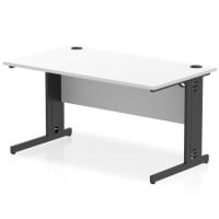 Impulse 1400 x 800mm Straight Office Desk White Top Black Cable Managed Leg
