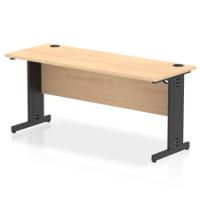Impulse 1600 x 600mm Straight Office Desk Maple Top Black Cable Managed Leg