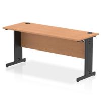 Impulse 1600 x 600mm Straight Office Desk Oak Top Black Cable Managed Leg