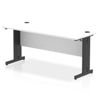 Impulse 1600 x 600mm Straight Office Desk White Top Black Cable Managed Leg