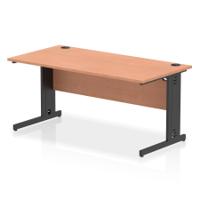 Impulse 1600 x 800mm Straight Office Desk Beech Top Black Cable Managed Leg