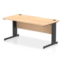 Impulse 1600 x 800mm Straight Office Desk Maple Top Black Cable Managed Leg