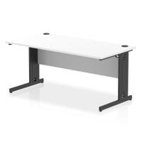 Impulse 1600 x 800mm Straight Office Desk White Top Black Cable Managed Leg