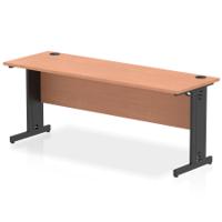 Impulse 1800 x 600mm Straight Office Desk Beech Top Black Cable Managed Leg