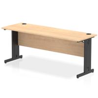 Impulse 1800 x 600mm Straight Office Desk Maple Top Black Cable Managed Leg