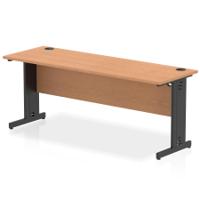 Impulse 1800 x 600mm Straight Office Desk Oak Top Black Cable Managed Leg