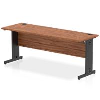 Impulse 1800 x 600mm Straight Office Desk Walnut Top Black Cable Managed Leg