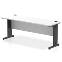 Impulse 1800 x 600mm Straight Office Desk White Top Black Cable Managed Leg