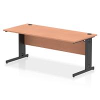 Impulse 1800 x 800mm Straight Office Desk Beech Top Black Cable Managed Leg