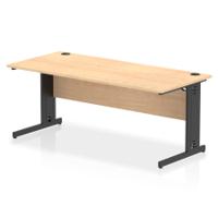Impulse 1800 x 800mm Straight Office Desk Maple Top Black Cable Managed Leg
