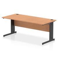 Impulse 1800 x 800mm Straight Office Desk Oak Top Black Cable Managed Leg