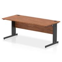 Impulse 1800 x 800mm Straight Office Desk Walnut Top Black Cable Managed Leg