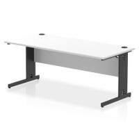 Impulse 1800 x 800mm Straight Office Desk White Top Black Cable Managed Leg