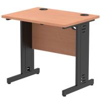 Impulse 800 x 600mm Straight Office Desk Beech Top Black Cable Managed Leg
