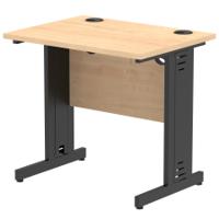 Impulse 800 x 600mm Straight Office Desk Maple Top Black Cable Managed Leg