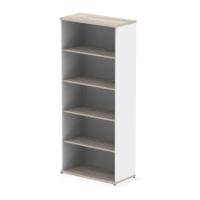 Impulse 2000mm Bookcase Grey Oak and White