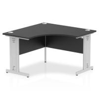 Impulse 1200mm Corner Office Desk Black Top Silver Cable Managed Leg