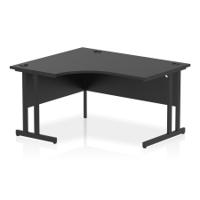 Impulse 1400mm Left Crescent Office Desk Black Top Black Cantilever Leg