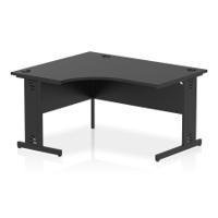 Impulse 1400mm Left Crescent Office Desk Black Top Black Cable Managed Leg