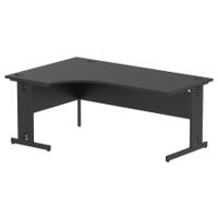 Impulse 1800mm Left Crescent Office Desk Black Top Black Cable Managed Leg