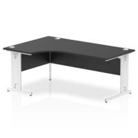 Impulse 1800mm Left Crescent Office Desk Black Top White Cable Managed Leg