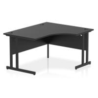 Impulse 1400mm Right Crescent Office Desk Black Top Black Cantilever Leg
