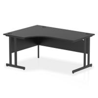 Impulse 1600mm Right Crescent Office Desk Black Top Black Cantilever Leg