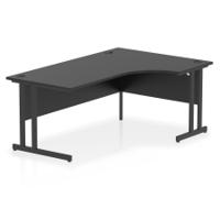 Impulse 1800mm Right Crescent Office Desk Black Top Black Cantilever Leg